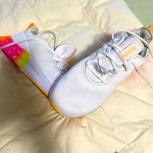 White Adidas running shoes